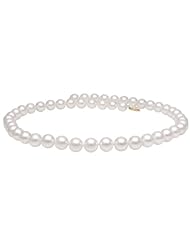 PremiumPearl 8-8.5mm White Japanese Cultured Akoya Saltwater Pearl Necklace A+ Quality