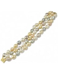 14K 9-10mm baroque freshwater cultured pearl three strand bracelet, 7.5"