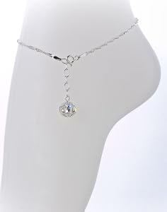 Kristallwerk, Damen Fußkette 925 Silber mit SWAROVSKI ELEMENTS Crystal in der Farbe Crystal Aurore Boreale