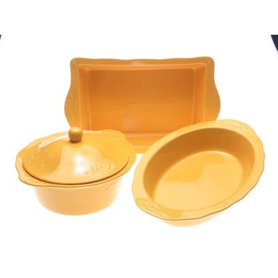 Certified International Cuisineware Gold 2-quart Round Baker with Cover