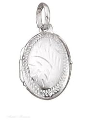 Sterling Silver 18" .8mm Wide Box Chain Necklace With Small Etched Two Picture Locket Pendant