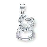 Sterling Silver CZ (Cubic Zirconia) Heart Pendant with 20 inch Sterling Silver Chain