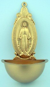 OUR Lady of Grace Miraculous Medal Holy Water Wall Font