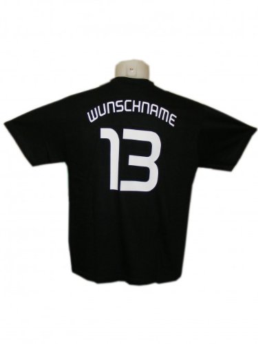 Deutschland Fanshirt Fan Trikot zur Fußball WM mit Wunsch Name und Nummer, Farben:SCHWARZ;Größe:140