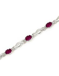 10kt Yellow Gold Oval Ruby and Diamond Bracelet