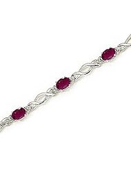 10kt Yellow Gold Oval Ruby and Diamond Bracelet
