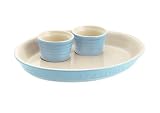 Le Creuset Stoneware Serve 'n Dip Platter & 2 Ramekins, Satin Blue