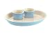 Le Creuset Stoneware Serve 'n Dip Platter & 2 Ramekins, Satin Blue