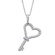 14K White Gold 0.12 ct. Diamond "Key to My Heart" Pendant with Chain