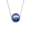 Karat Platinum Murano Glass Slider Pendant w/ Platinum Leaf on Singapore Chain, 18"