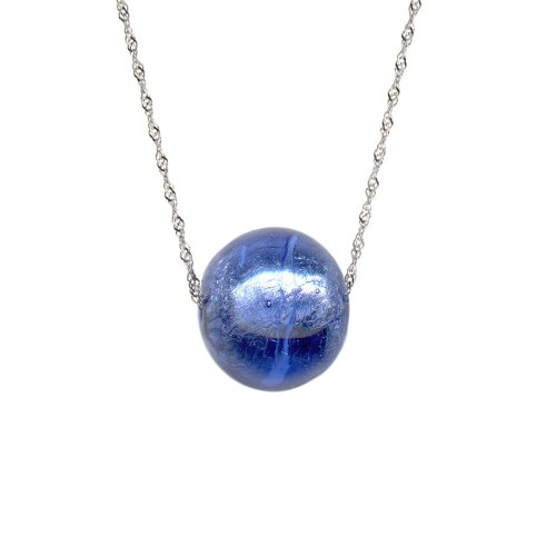 Karat Platinum Murano Glass Slider Pendant w/ Platinum Leaf on Singapore Chain, 18