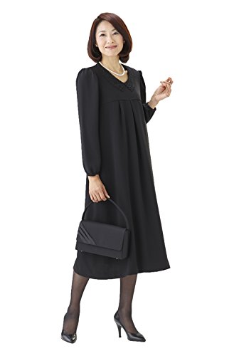 (モノワール) MONOIR 喪服 レディース 礼服 大きいサイズ レース衿 ブラックフォーマル ワンピース オールシーズン 113805