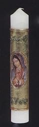 First Communion Candle - 10in. - Our Lady of Guadalupe - Gold Tone