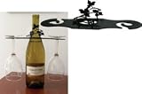 Grapevine Wine Bottle Caddy / Wine Glass Holder - Wine for Two - Wrought Iron