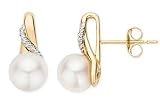 7-7.5mm Cultured Freshwater Pearl 14K White and Yellow Gold Earrings