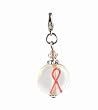 Charm Clip - P38 - Breast Cancer Awareness Ribbon with Swarovski (tm) Crystal Bead