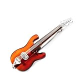 Sterling Silver Cognac Amber Guitar Brooch Gemstone Size 24x36mm