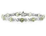14k White Gold Diamond and Peridot Bracelet