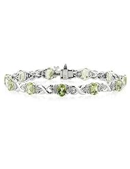 14k White Gold Diamond and Peridot Bracelet