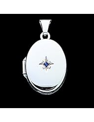Sterling Silver Blue Synthetic Stone Oval Locket