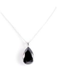 Sterling silver 925 pendant 45 mm long and 20 mm wide in black zirconium crystal. Comes with sterling silver chain 450 mm long. Designed and hand finished in France.