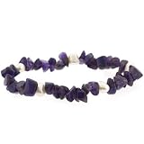 Genuine Freshwater Cultured White Pearl Amethyst Stone Chip Bracelet