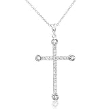 14k White Gold 1/3ctw Round Brilliant Diamond Cross Pendant (GH/I1)