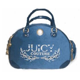Juicy Couture Rhinestone Heart Tassel Terry Pet Dog Carrier Bag Tote Amalfi Blue