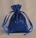 3x4 Crinkled Metallic Fabric Wedding Favor Gift Bags/Jewelry Pouches - Royal Blue (10 Bags)