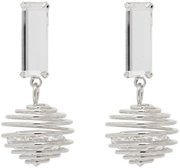 Clear Rhinestone Silver Earrings With Crystal Sphere