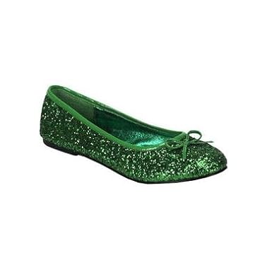 - Green Glitter Shoes - Low Heel Flat Ballerina Style: Amazon ...
