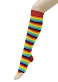 Red Rainbow Striped Knee High Socks