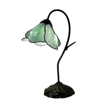 Single Green Glass Table Lamp in Bronze