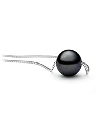PremiumPearl 9-12mm Black Freshwater Pearl Solitaire Necklace AAA Quality 14k Gold