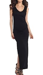 Polyester/Spandex Sleeveless Round Neck Floor Length Full Length Cutout Slit Jumpsuit 