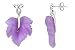 Purple Jade Sterling Silver Leaf Earrings
