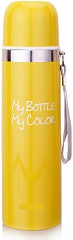 Ermical Insulated Stainless Steel Sport Travel Water Bottle for Hot or Cold Drink,14 OZ,BPA-Free,Great for Child and Students(Yellow)