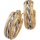 14K Two Tone Gold Hoop Earring