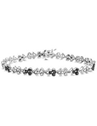 Sterling Silver 1 CT TDW Round Black and White Accent Diamonds Bracelet (H-I, I3)