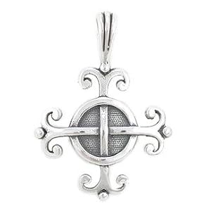 Cross Shaped Celtic Knot with WISDOM Inscription Pendant in Sterling Silver for Men or Women, #8211