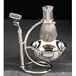 Shave Shaving Four (4) Piece Set BB12 with Mach 3 Razor, Badger Shave Brush, Bowl & Stand-Silver Plated