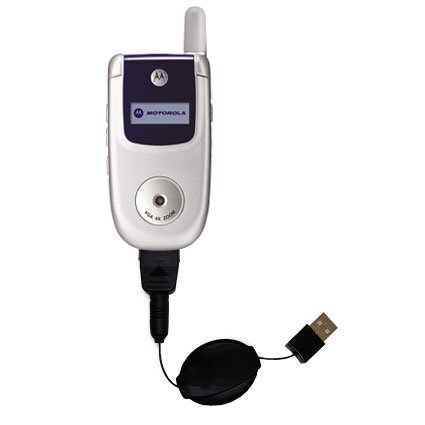 Retractable USB Cable for the Motorola V220 with Power Hot Sync and Charge capabilities - uses Gomadic TipExchange Technology