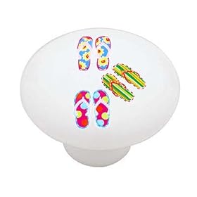 Summer Flip Flops Decorative High Gloss Ceramic Drawer Knob