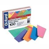 Index Cards,Ruled, 5x8, 100/PK, Assorted ()