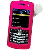 HOT PINK RUBBERIZED COATED PROGUARD COVER HARD CASE PROTECTOR (With Optional Detachable Belt Clip) for RIM BLACKBERRY 8100 PEARL - RETAIL PACKAGING