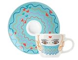 Espresso Coffee Mug and Saucer Set, My Little Darling, Upside Down Face, Coffee Mug Set in Gift Box  from Cups and Saucers - Espresso