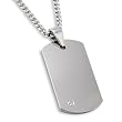 High Polish Tungsten Carbide Diamond Dog Tag on 22" Curb Chain
