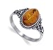 Marvelous Sterling Silver Band Oval Amber Ring