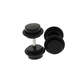 Fake Acrylic Plugs - Black 16g Wire; 6mm - Sold as a Pair