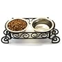 Scroll Work Double Diner Pet Bowls, 1 Pt Stainless Steel